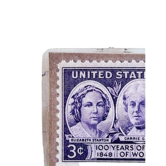 Stamp Brooch Pin "3 Cents US Progress of Women" 1 3/8" x 1 7/8" - Picture 3 of 6